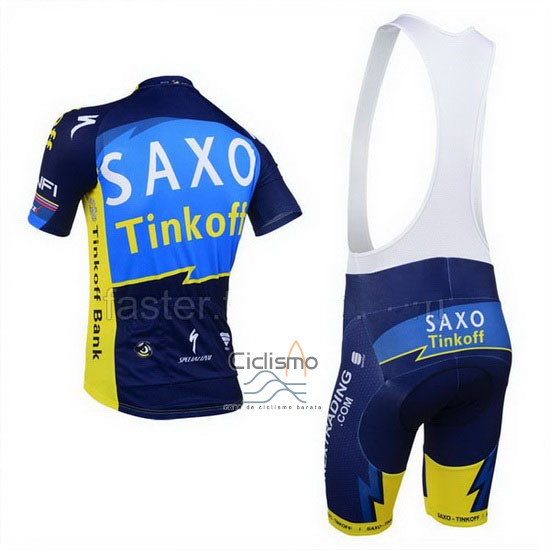 Tinkoff Saxo Bank Ropa Ciclismo Culotte Corto 2013 Mangas Cortas Azul y AMarillo